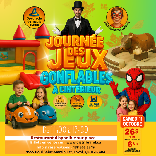 October 11 bouncy castle event adult with at least 1 child